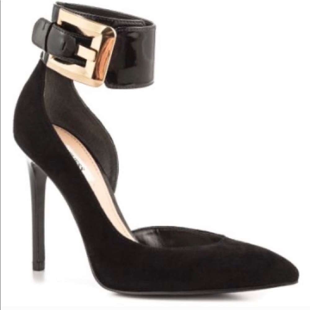 GUESS Black Pump with Gold Ankle Strap